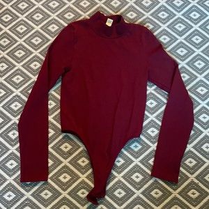 Burgundy long sleeve body suit